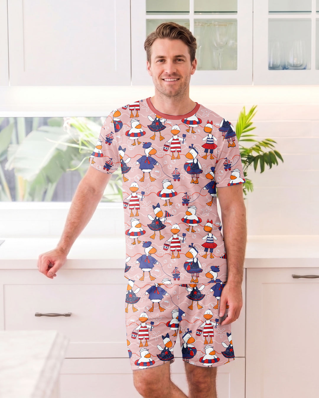 Freedom Floaties Family Matching Bamboo Men Short Sleeve Short Pajama Set