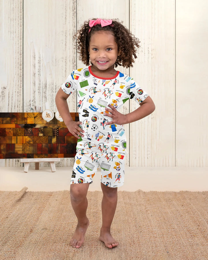 Soccer Fever All About The Game Two Piece Short Sleeve Shorts Pajama Set