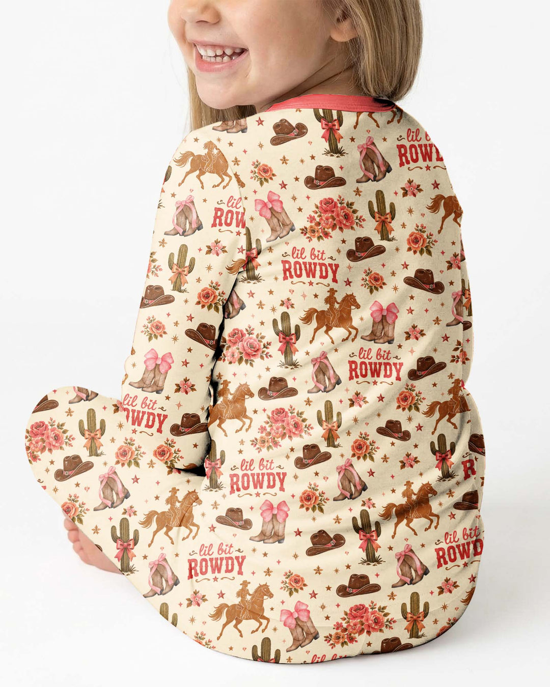 Coquette Cowgirl Lil Bit Rowdy Two Piece Long Sleeve Pajama Set