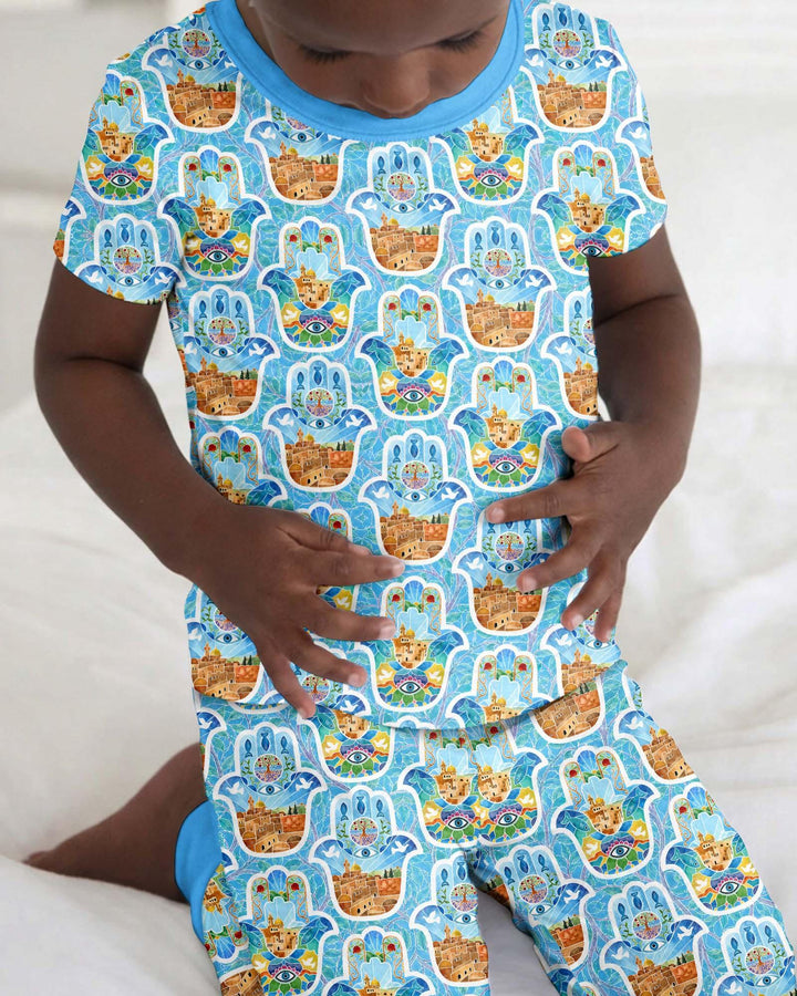 Conjunto de pijama de dos piezas de manga corta de bambú