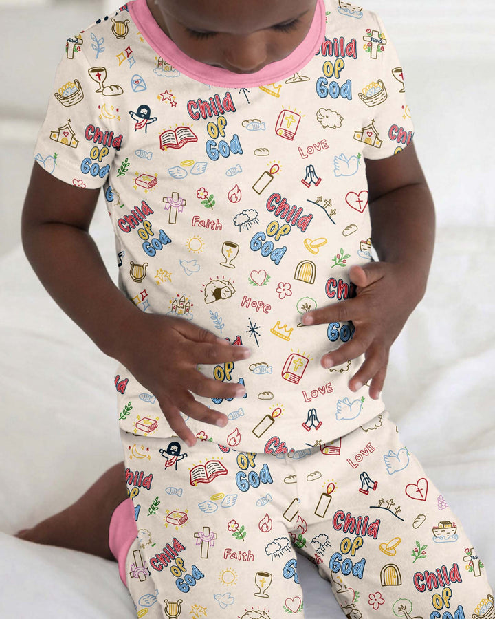 Zweiteiliges, kurzärmliges Pyjama-Set mit Marienkäfern