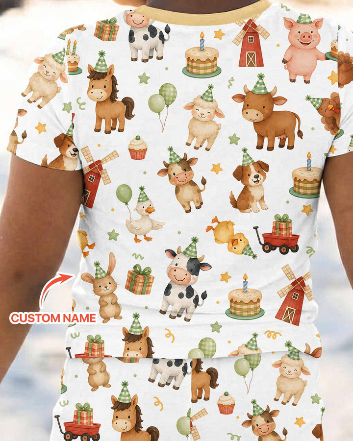 Personalized Farm Animals When I Wake Up I Will Be Birthday Bamboo Two Piece Short Sleeve Pajama Set
