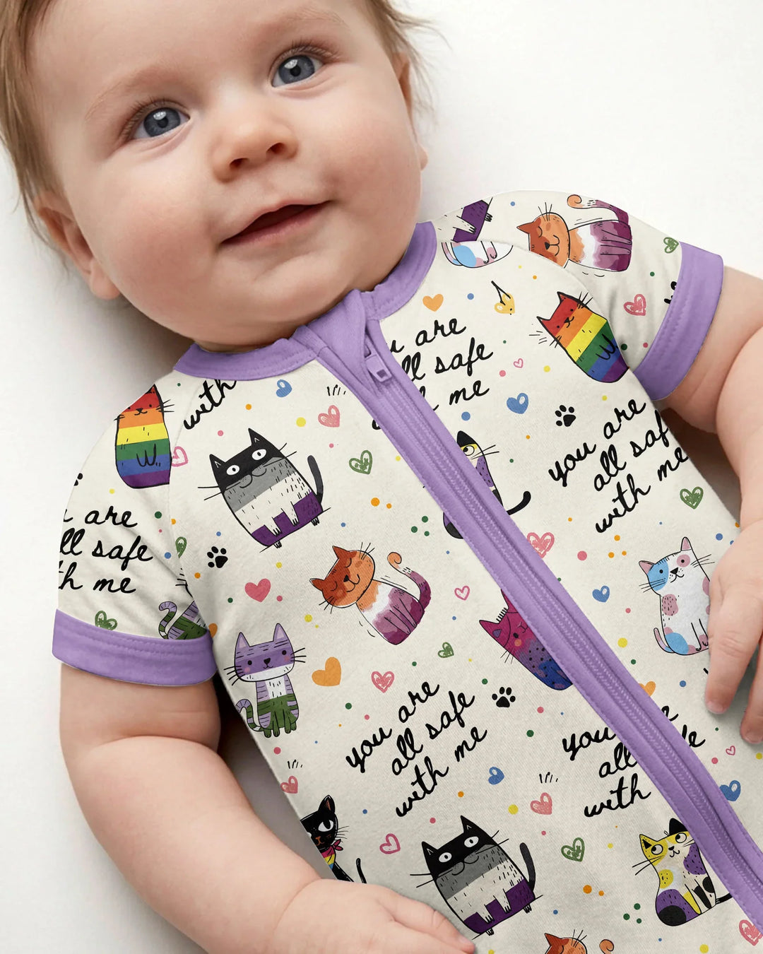 Loved & Safe Kitties Family Matching Bamboo Shorty Zippy