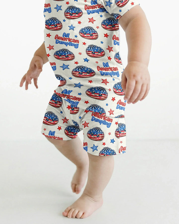 Conjunto de Pijama de Dos Piezas de Bambú con Mangas Cortas y Pantalones Cortos