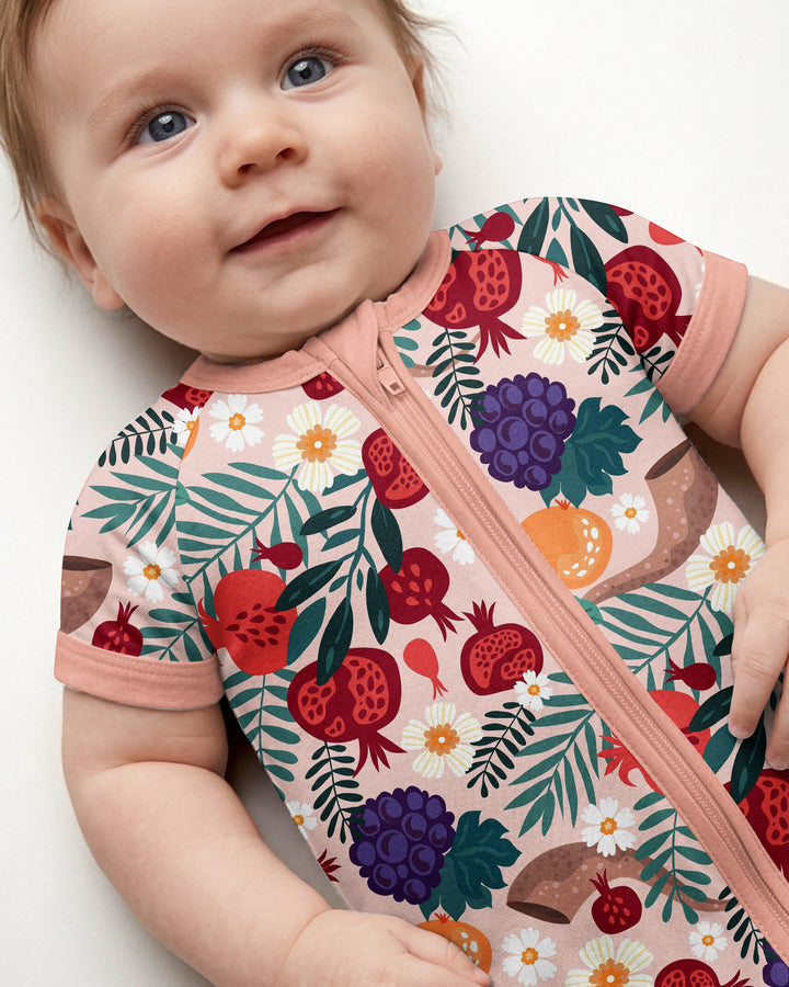 Pomegranate Blessings Night Family Matching Bamboo Shorty Zippy