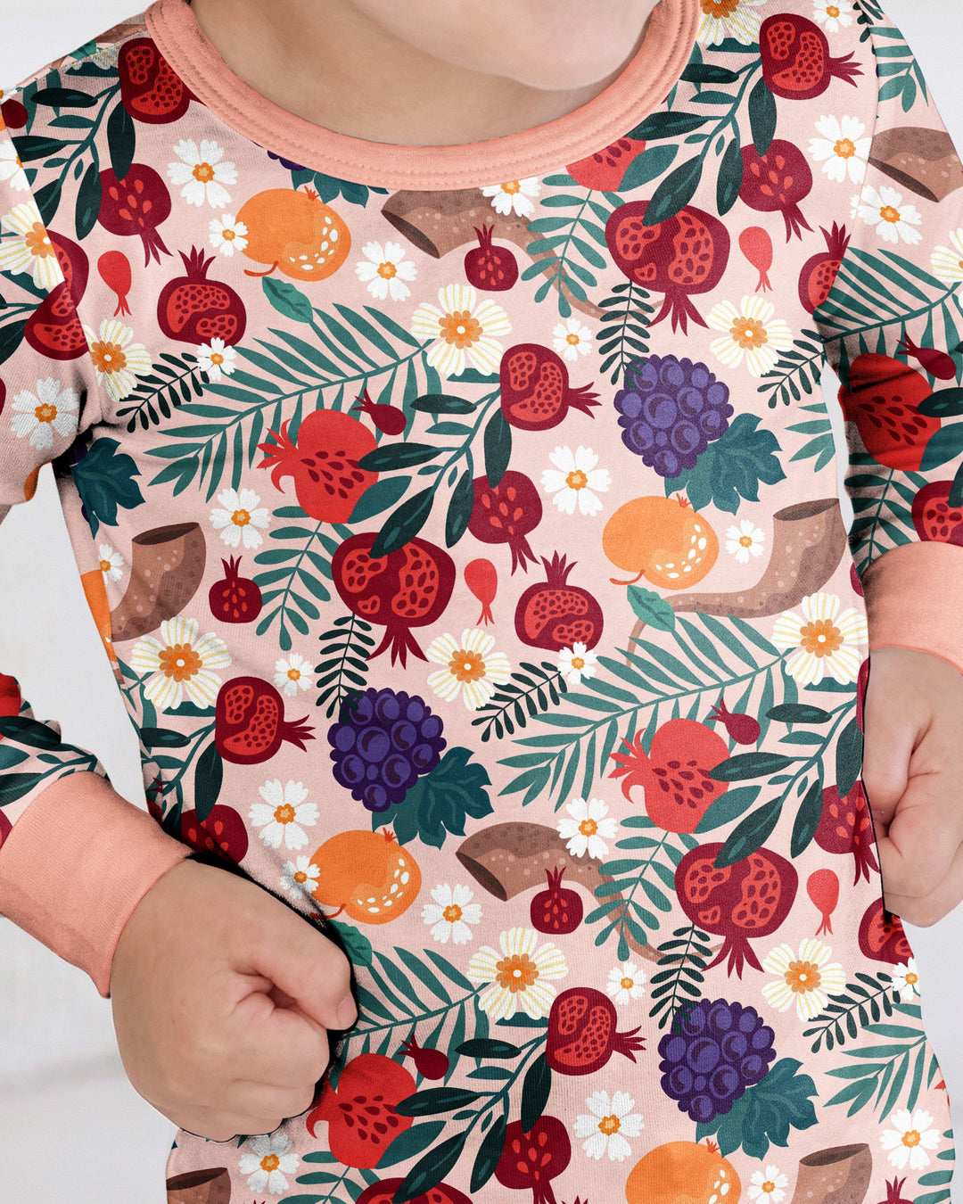Pomegranate Blessings Night Family Matching Bamboo Two Piece Long Sleeve Pajama Set