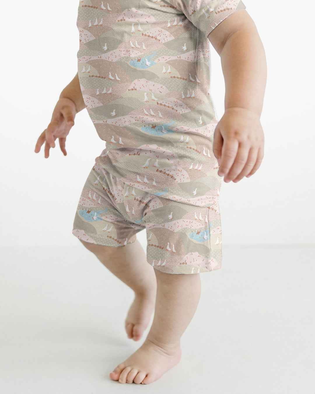 Wandering Geese Family Matching Bamboo Two Piece Short Sleeve Shorts Pajama Set