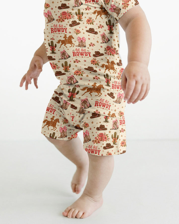 Coquette Cowgirl Lil Bit Rowdy Two Piece Short Sleeve Shorts Pajama Set
