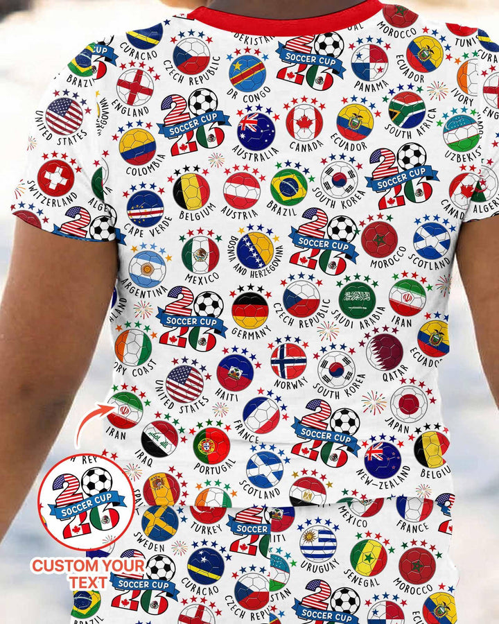 The World Plays Here 2026 Soccer Tour Bamboo Two Piece Short Sleeve Pajama Set