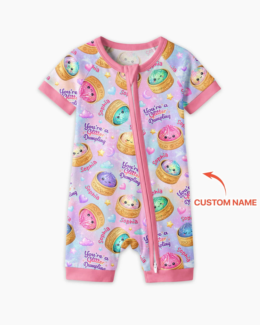 Custom Name You're A Glitter Dumpling Bamboo Shorty Zippy