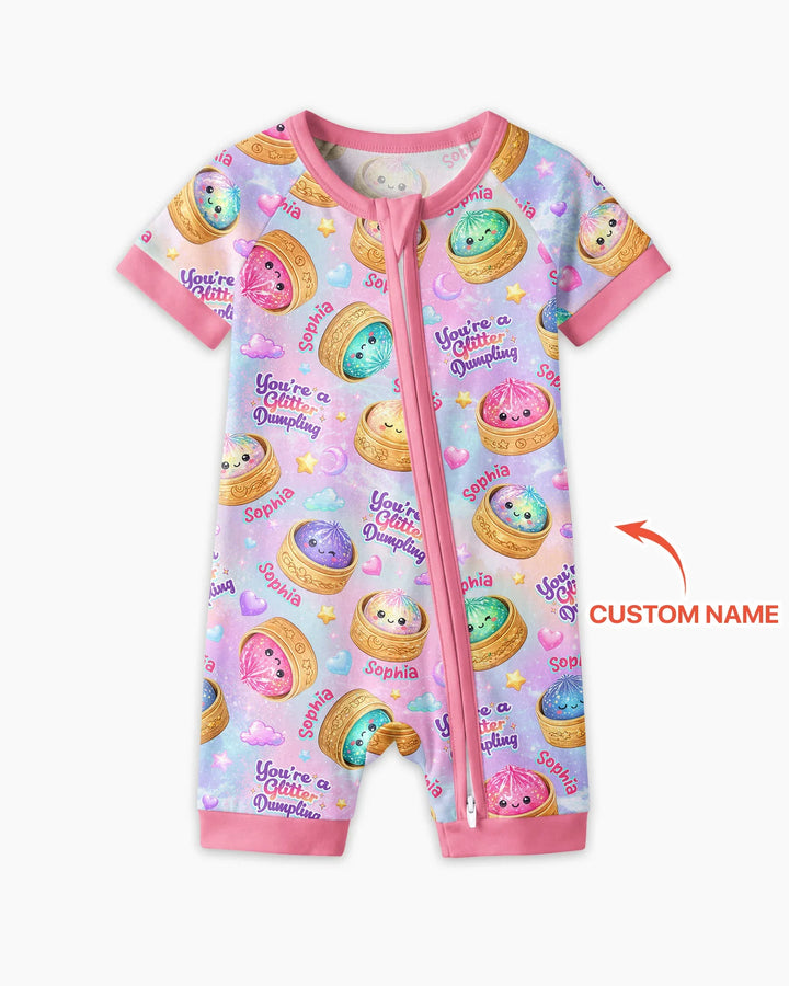 Custom Name You're A Glitter Dumpling Bamboo Shorty Zippy
