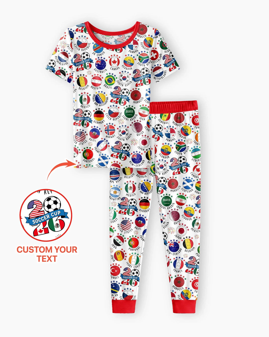 The World Plays Here 2026 Soccer Tour Bamboo Two Piece Short Sleeve Pajama Set