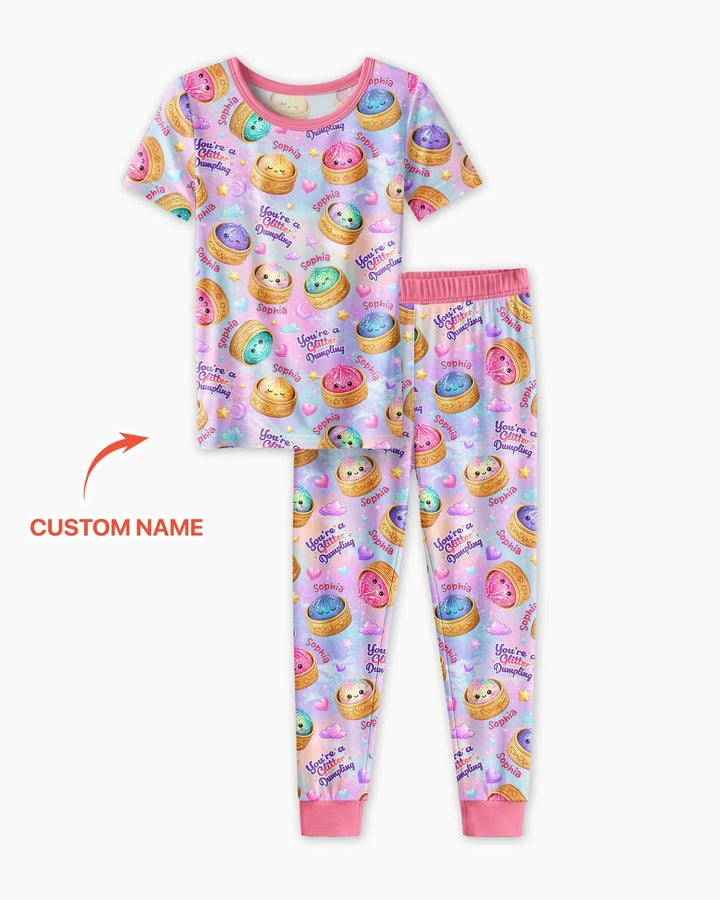 Conjunto de pijama de dos piezas de bambú de manga corta, plantilla personalizada