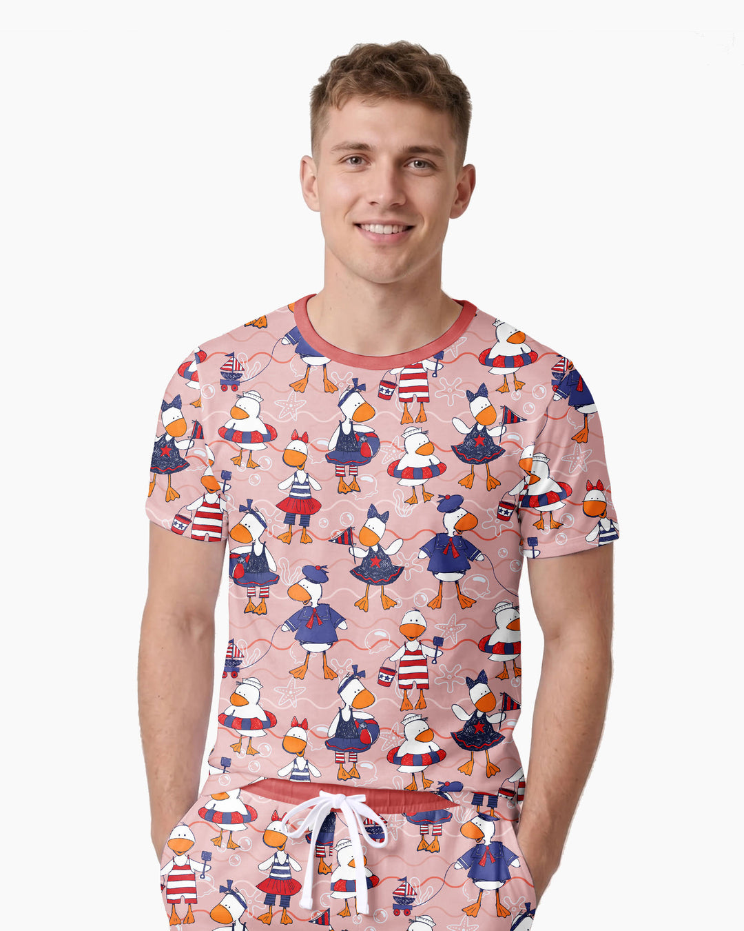 Freedom Floaties Family Matching Bamboo Men Short Sleeve Short Pajama Set
