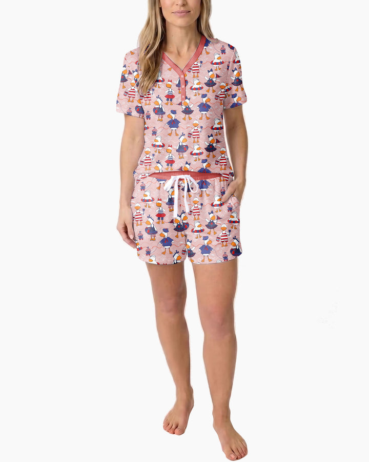 Freedom Floaties Family Matching Bamboo Women Short Sleeve Short Pajama Set