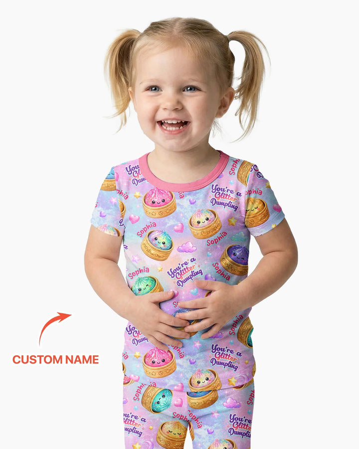 Conjunto de pijama de dos piezas de bambú de manga corta, plantilla personalizada