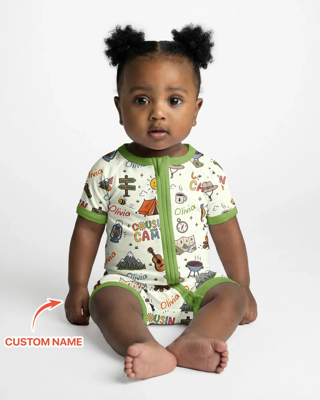Custom Name Cousin Camp 2026 Bamboo Shorty Zippy