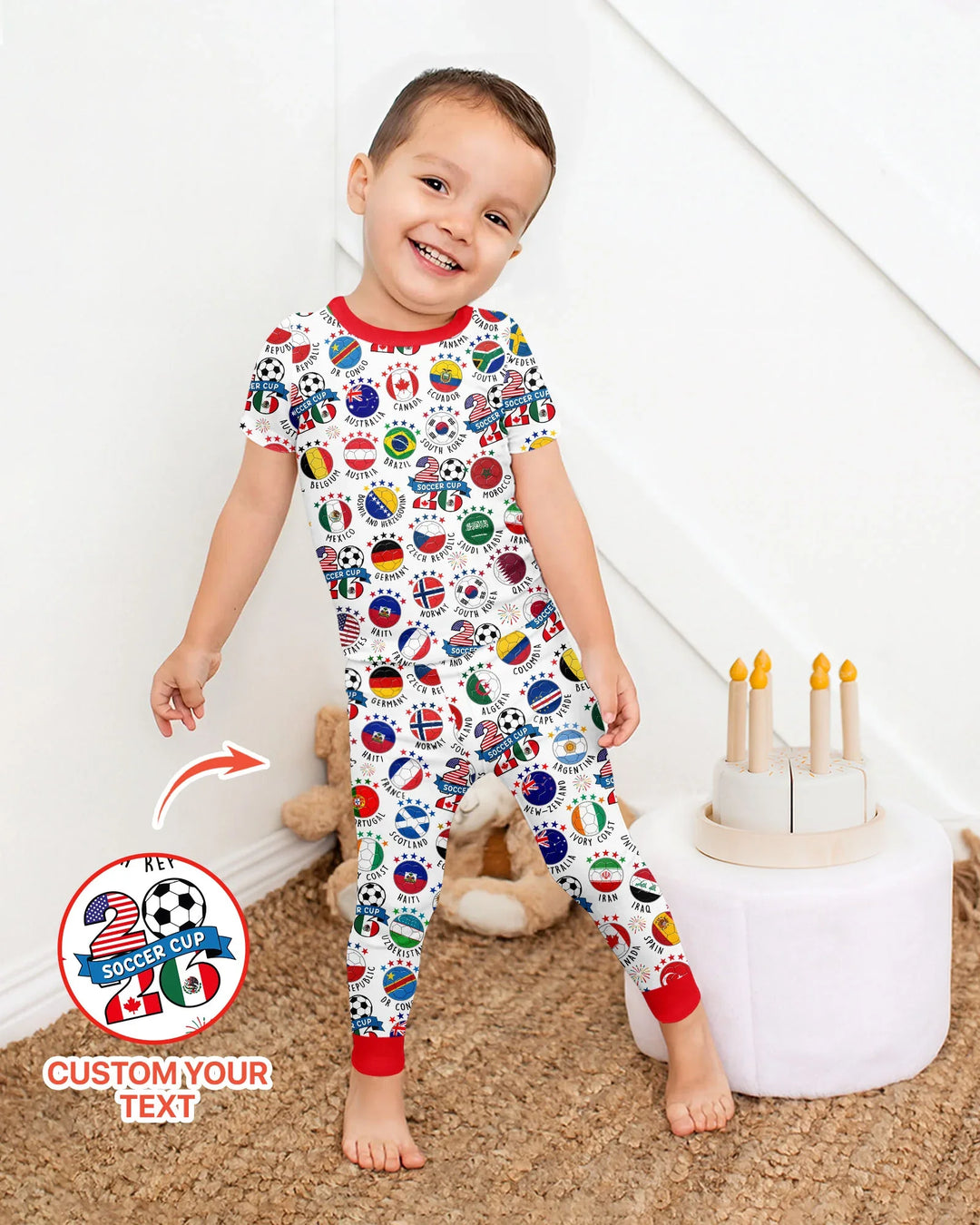 The World Plays Here 2026 Soccer Tour Bamboo Two Piece Short Sleeve Pajama Set