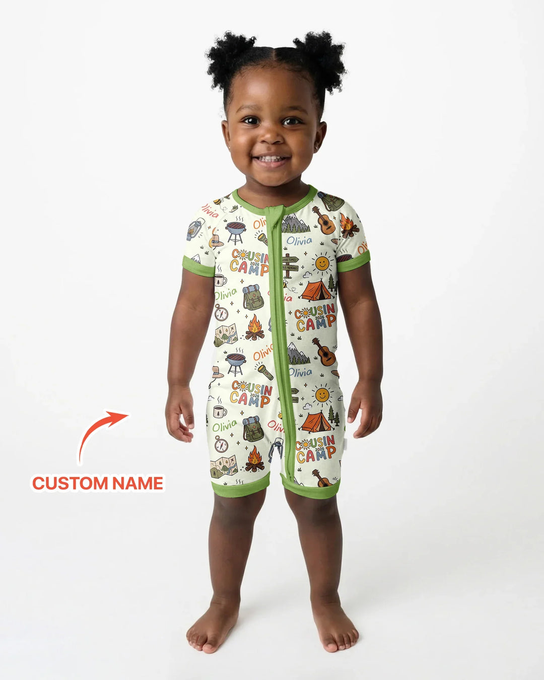 Custom Name Cousin Camp 2026 Bamboo Shorty Zippy