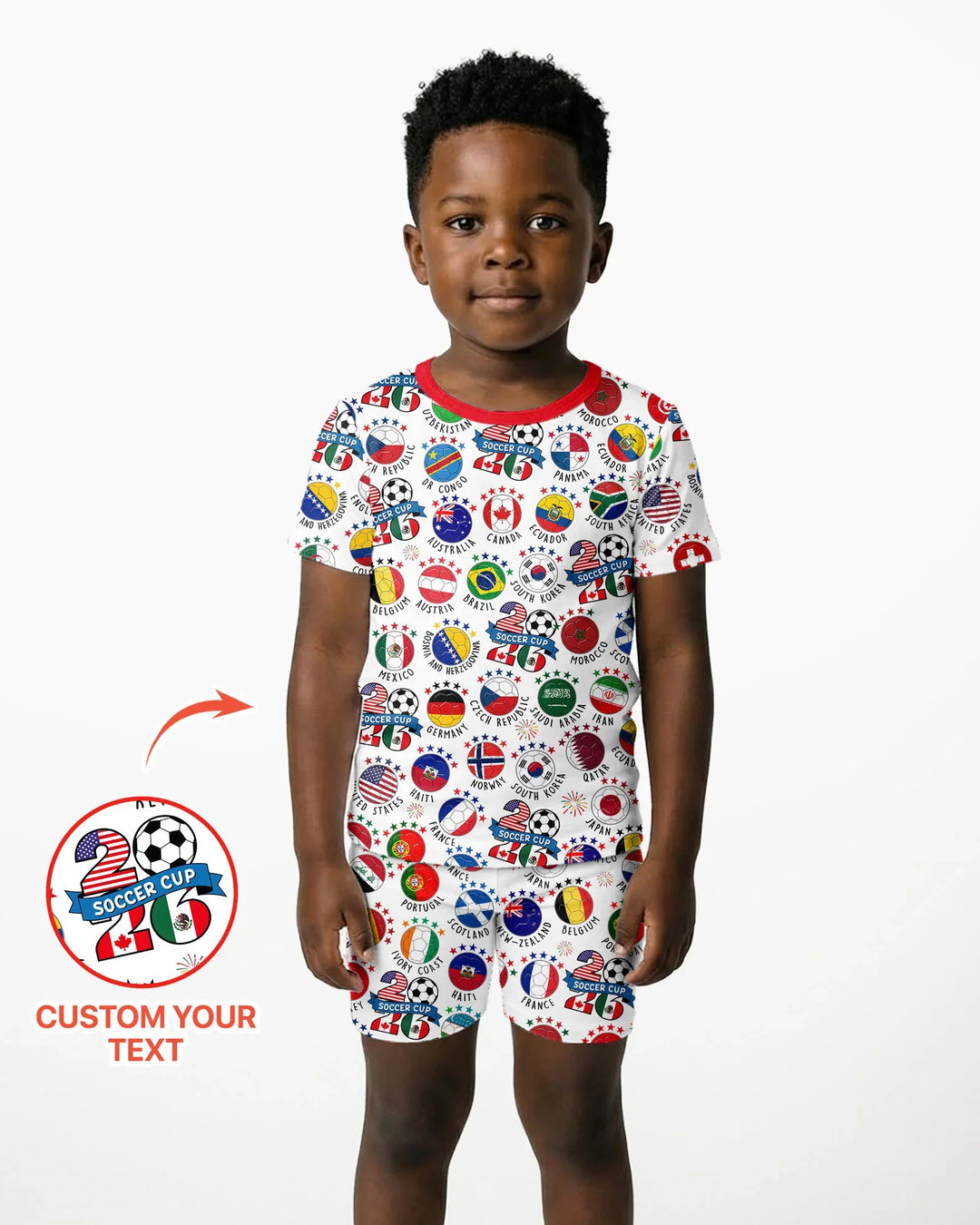 The World Plays Here 2026 Soccer Tour Bamboo Two Piece Short Sleeve Shorts Pajama Set