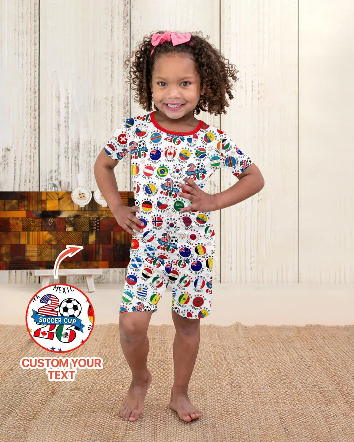 The World Plays Here 2026 Soccer Tour Bamboo Two Piece Short Sleeve Shorts Pajama Set