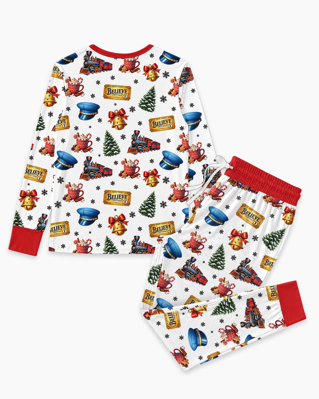 Custom Name Believe Polar Express Christmas Bamboo Women Pajama Set