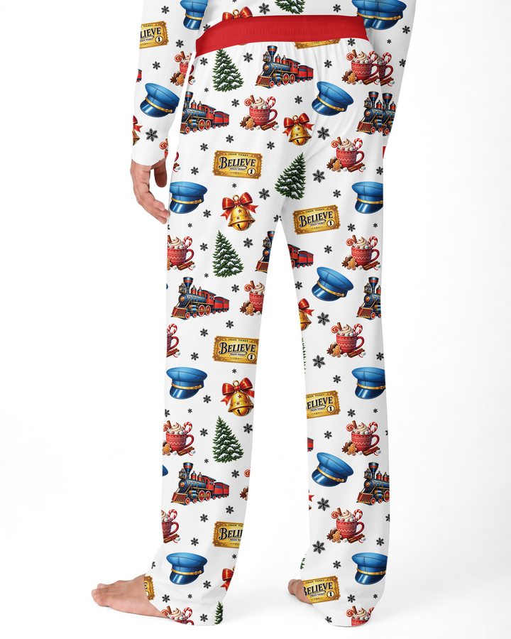 Custom Name Believe Polar Express Christmas Bamboo Men's Pajama Set