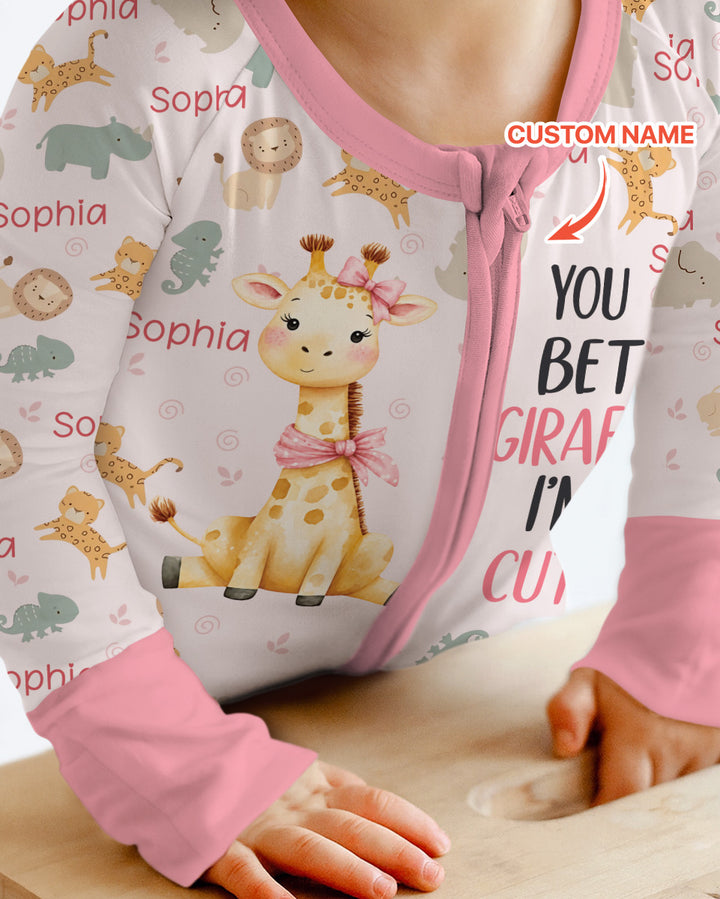 You Bet Giraffe I'm Cute Custom Name Bamboo Convertible Zippy