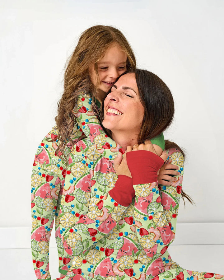 Schlafanzugset aus Bambus mit süßen Sommerfrüchten für die Familie im Partnerlook – Damen