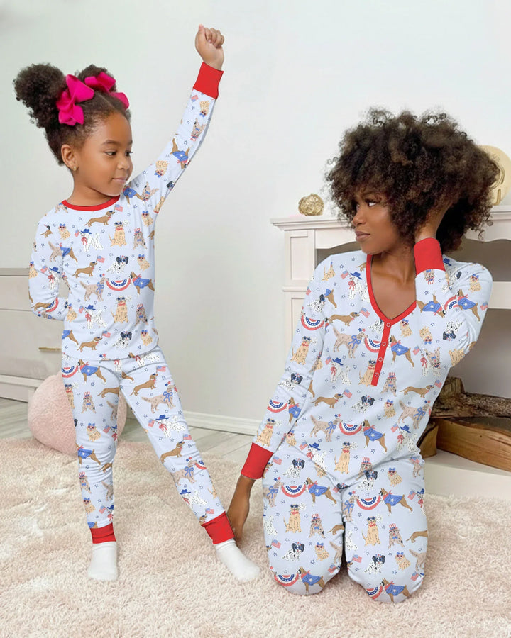 Patriotic Pups Family Matching Bamboo Women Pajama Set