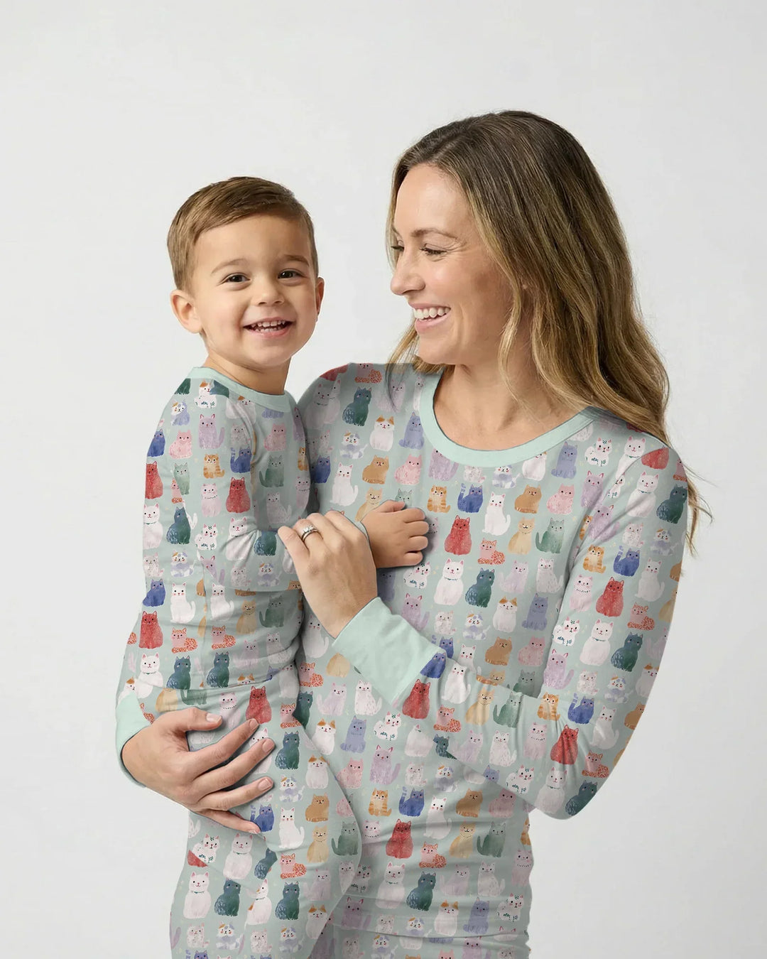 Enchanted Happy Kitty Family Matching Bamboo Women Pajama Set