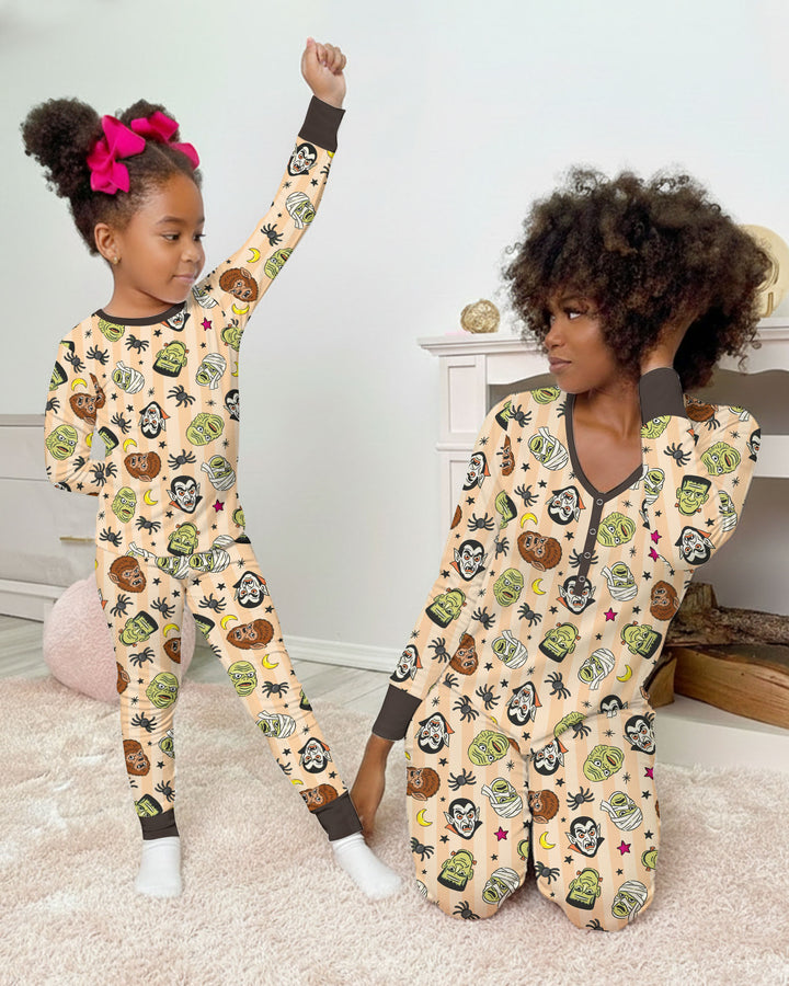 Zweiteiliges Langarm-Pyjama-Set mit Sommerfrüchten