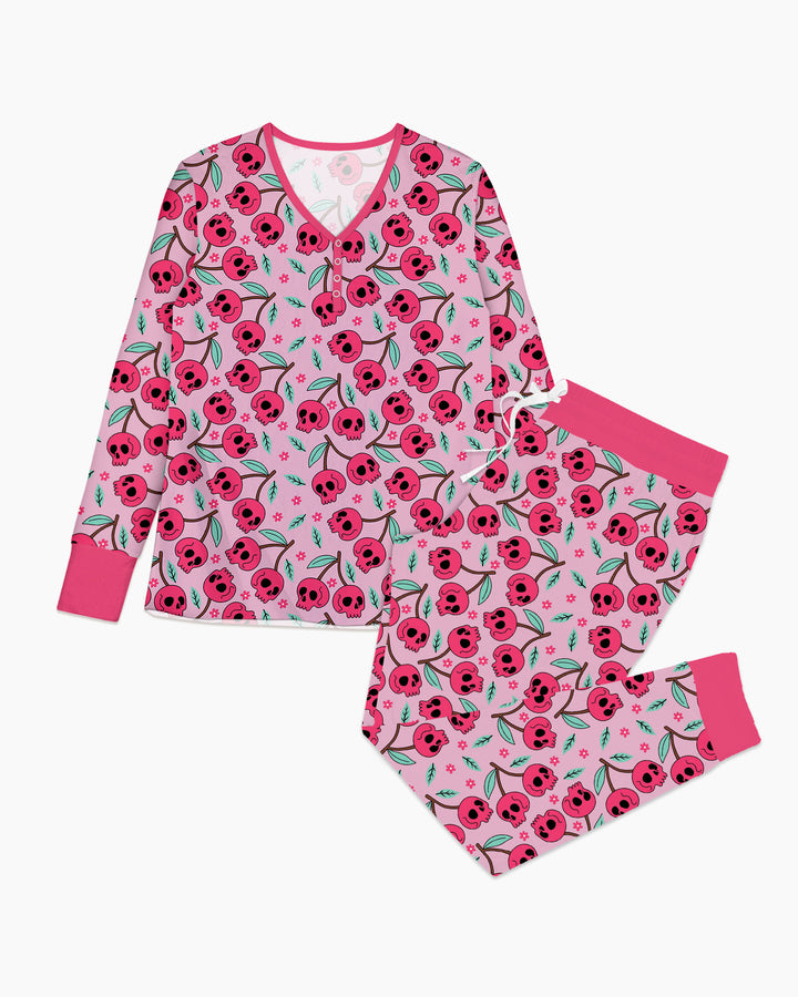 Halloween Cherry Skull Bamboo Women Pajama Set