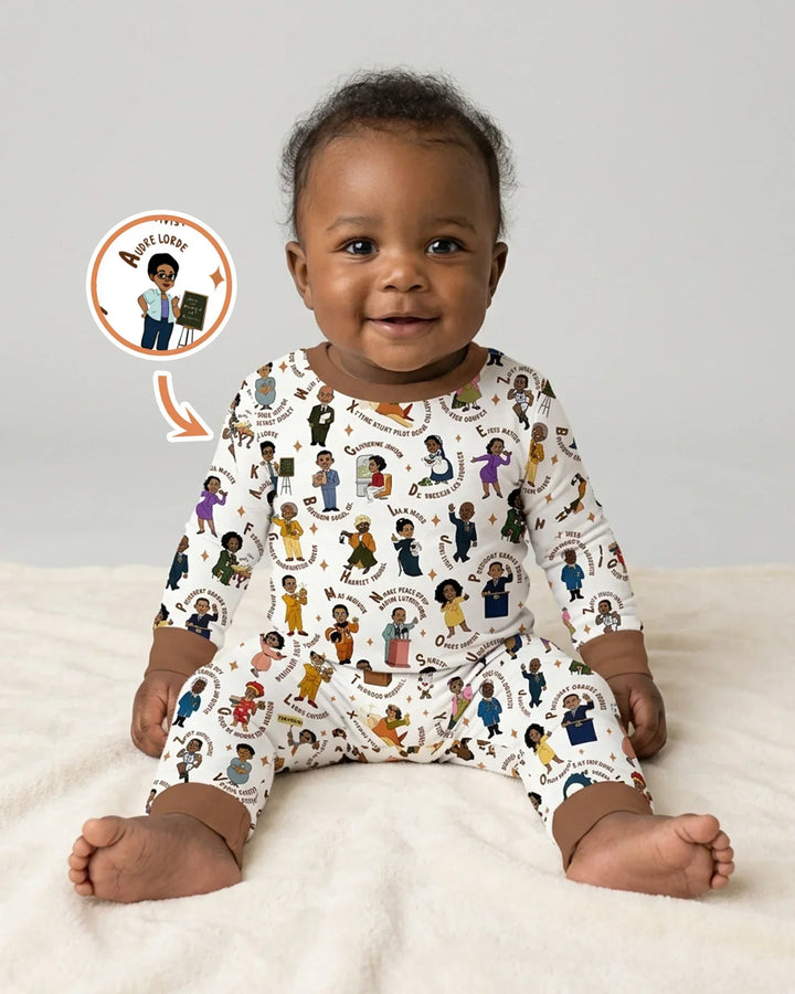 Black Legacy ABCs Family Matching Bamboo Two Piece Long Sleeve Pajama Set