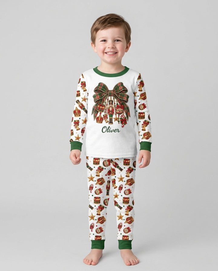Custom Name Nutcracker The Bow Bamboo Two Piece Long Sleeve Pajama Set