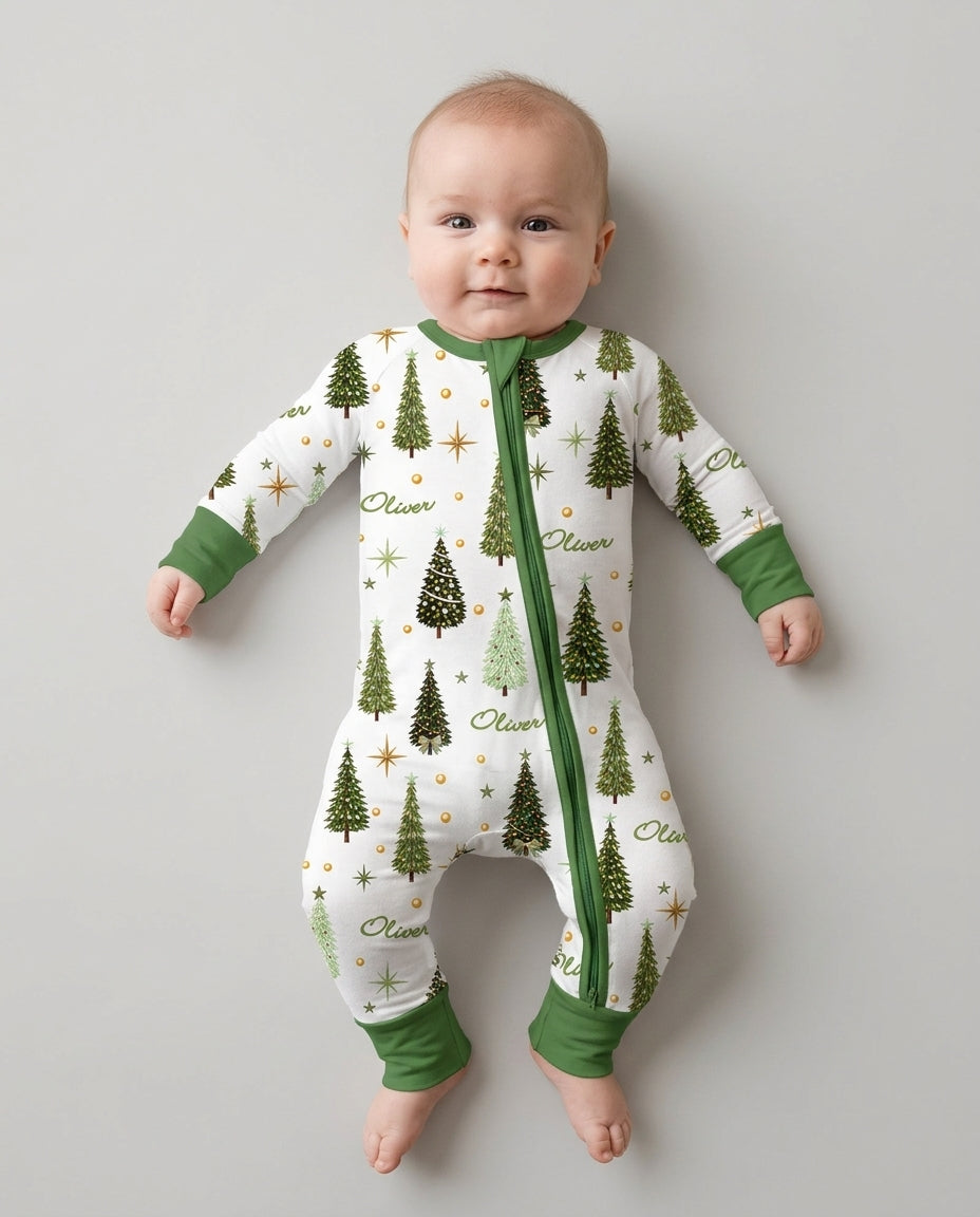 Custom Name Merry Christmas Tree Bamboo Convertible Zippy