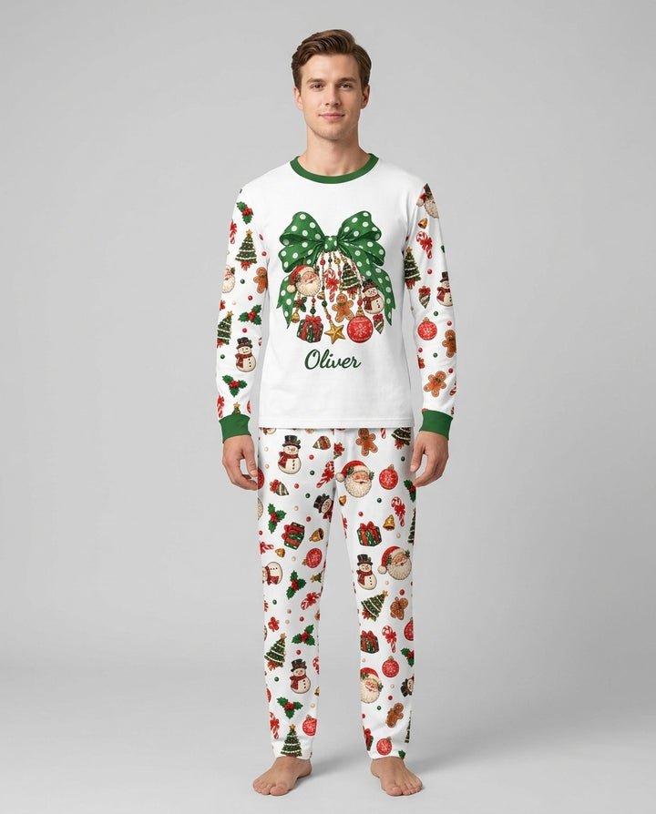 Custom Name Christmas The Bow Bamboo Men's Pajama Set