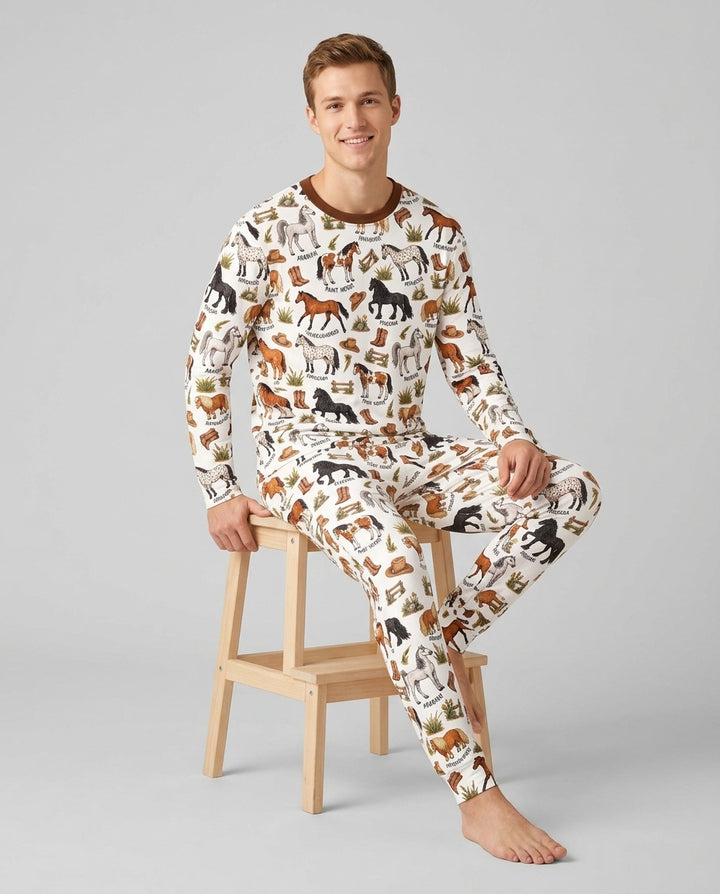 Types Of Horses Bamboo Men's Pajama Set