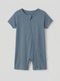 Slate Gray Bamboo Shorty Zippered Romper
