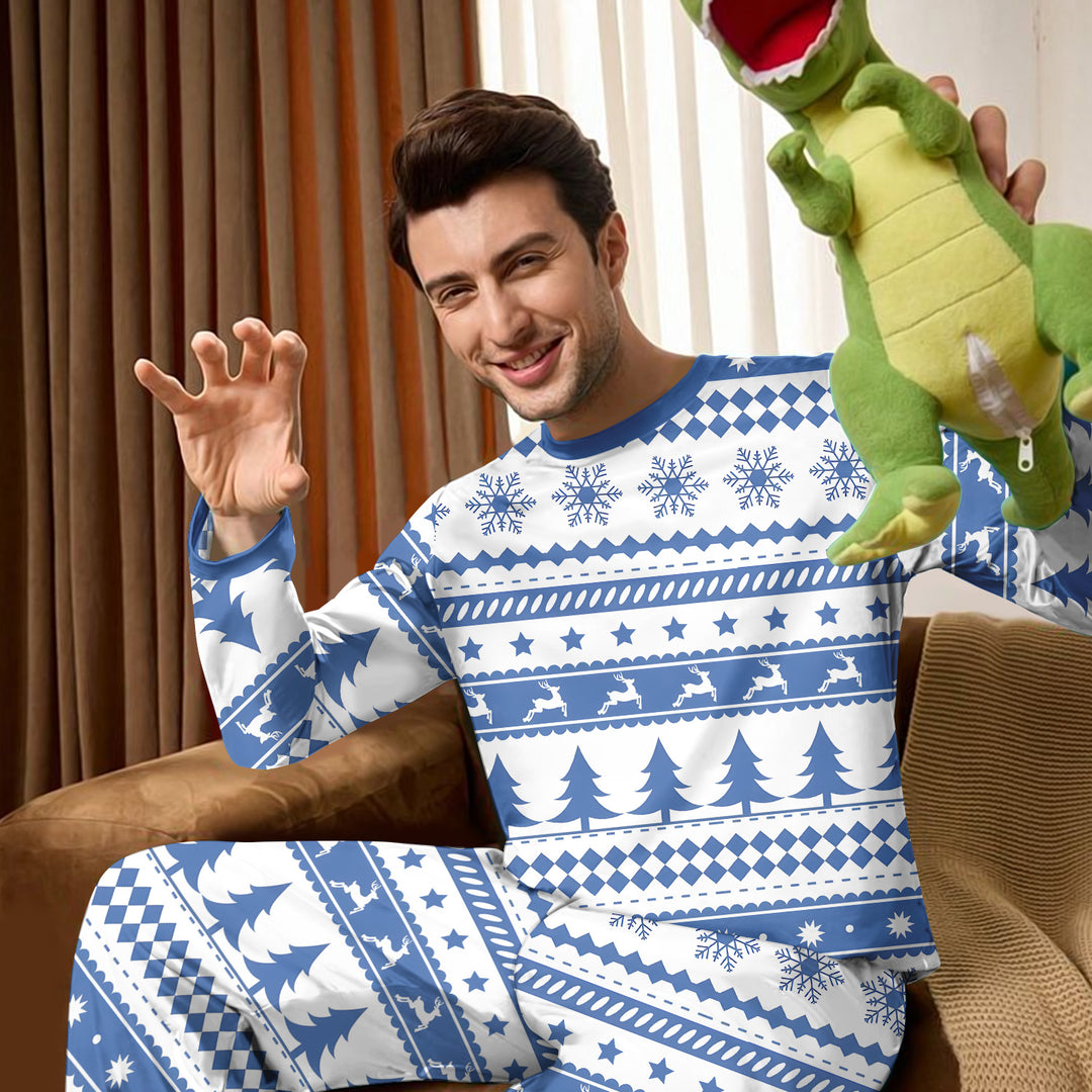 Blue Fair Isle Men's Pajama Set