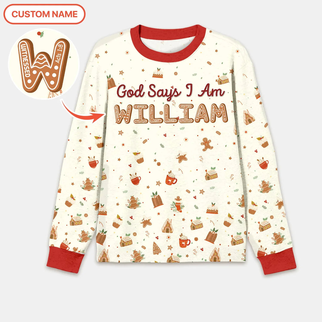 GingerBread God Says I Am Custom Name Men's Pajama Set