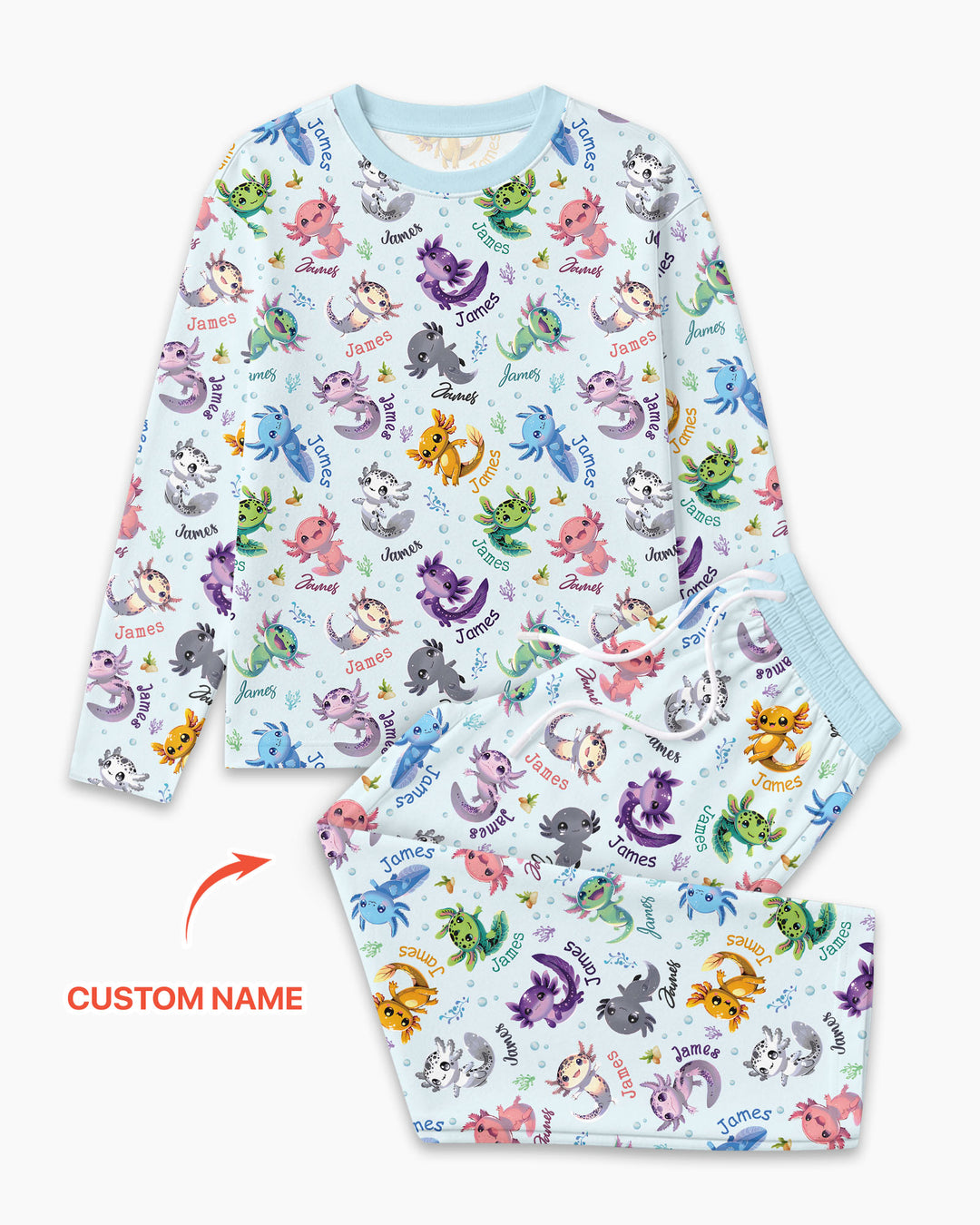 I Love You Axolotl Custom Name Bamboo Men's Pajama Set
