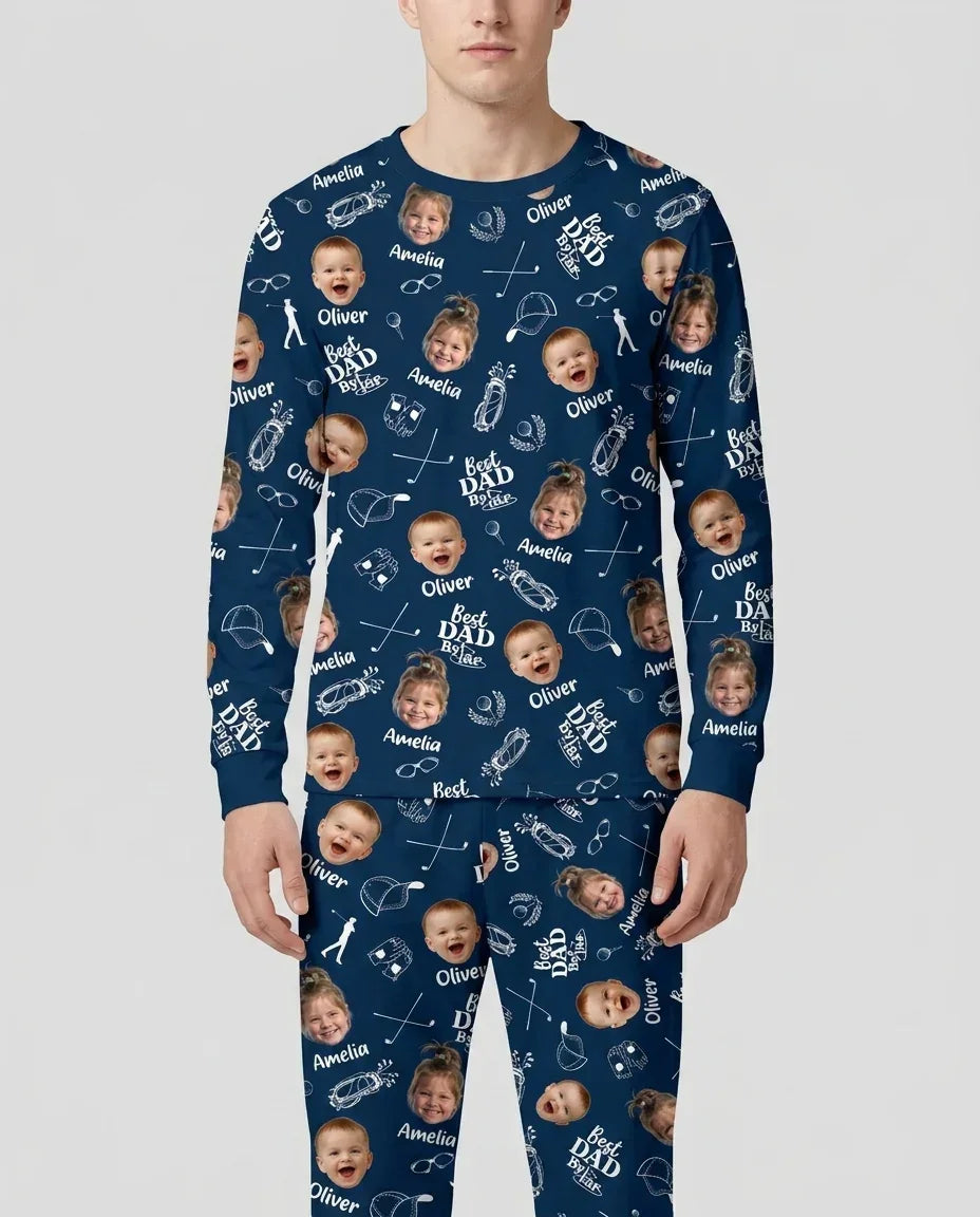 Custom Photo Best Dad By Par Bamboo Men's Pajama Set