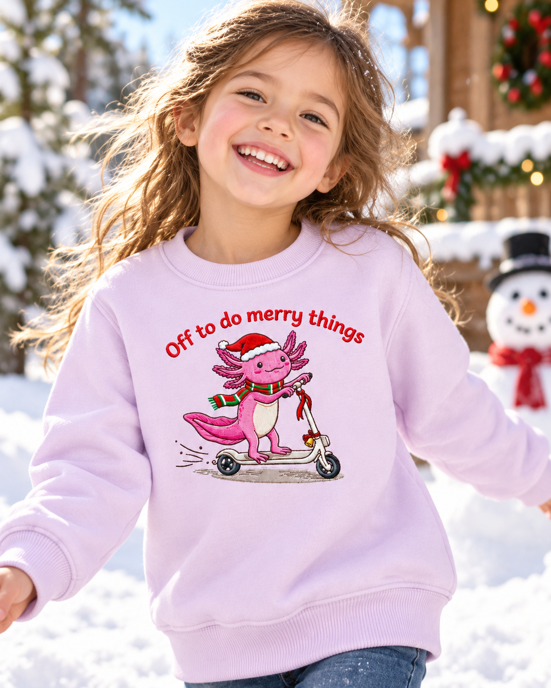 Off To Do Merry Things Embroidered Bamboo Crewneck Sweatshirt