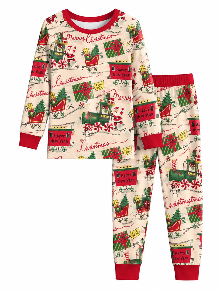 Merry Christmas Train Bamboo Two Piece Long Sleeve Pajama Set