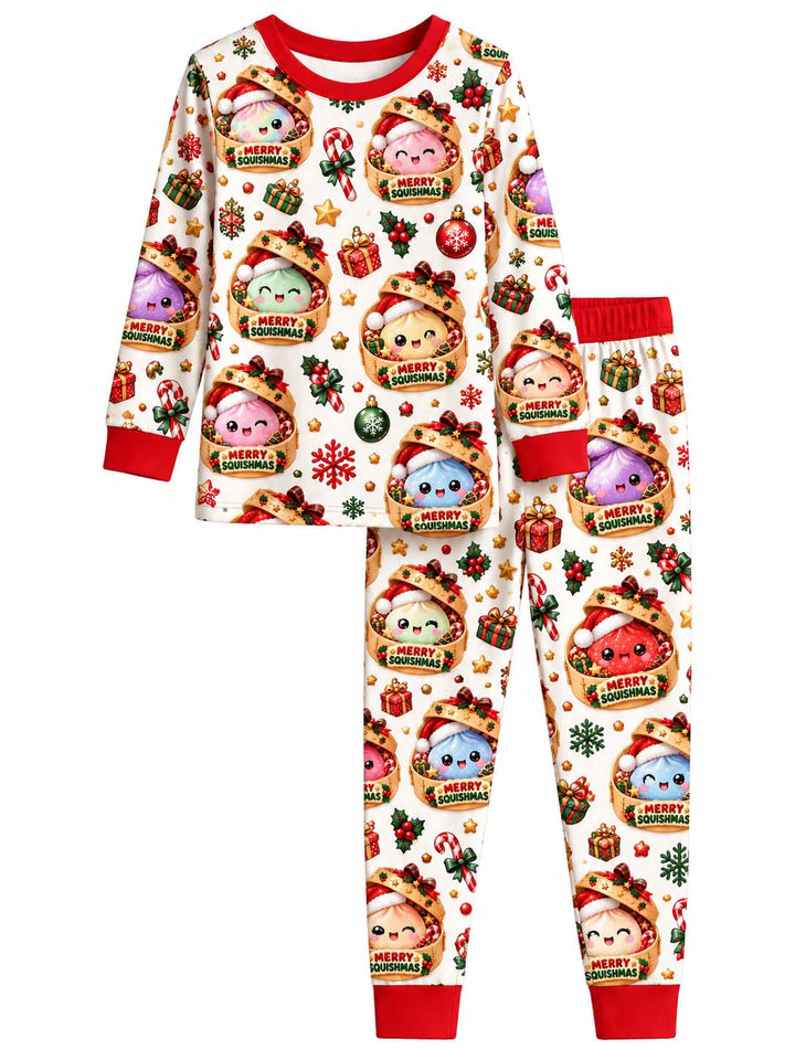 Merry Squishmas Dumplings Bamboo Two Piece Long Sleeve Pajama Set