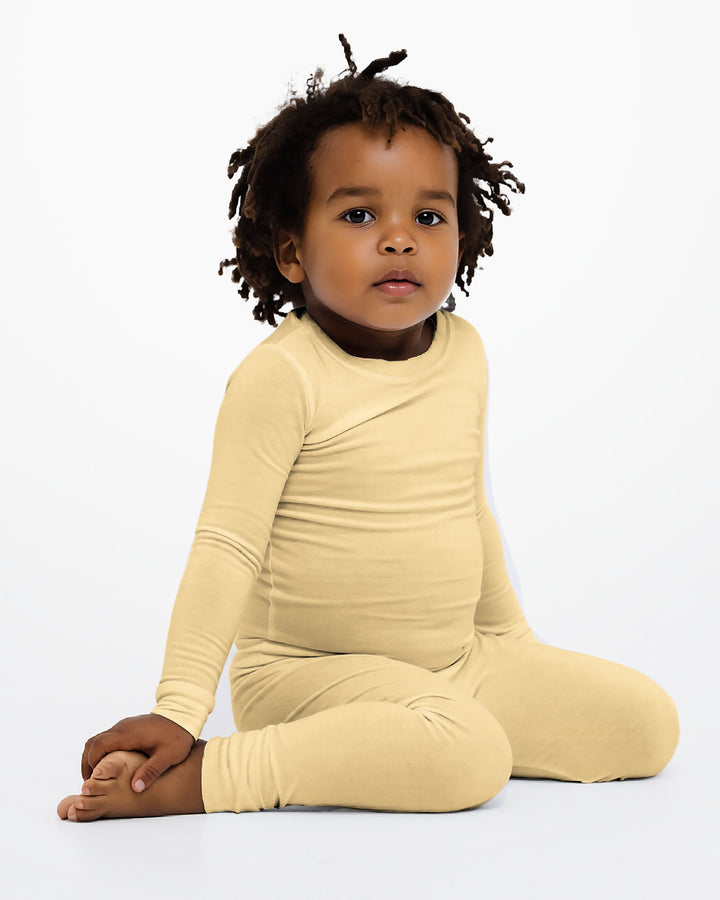 Conjunto de pijama de dos piezas de bambú en blanco antiguo