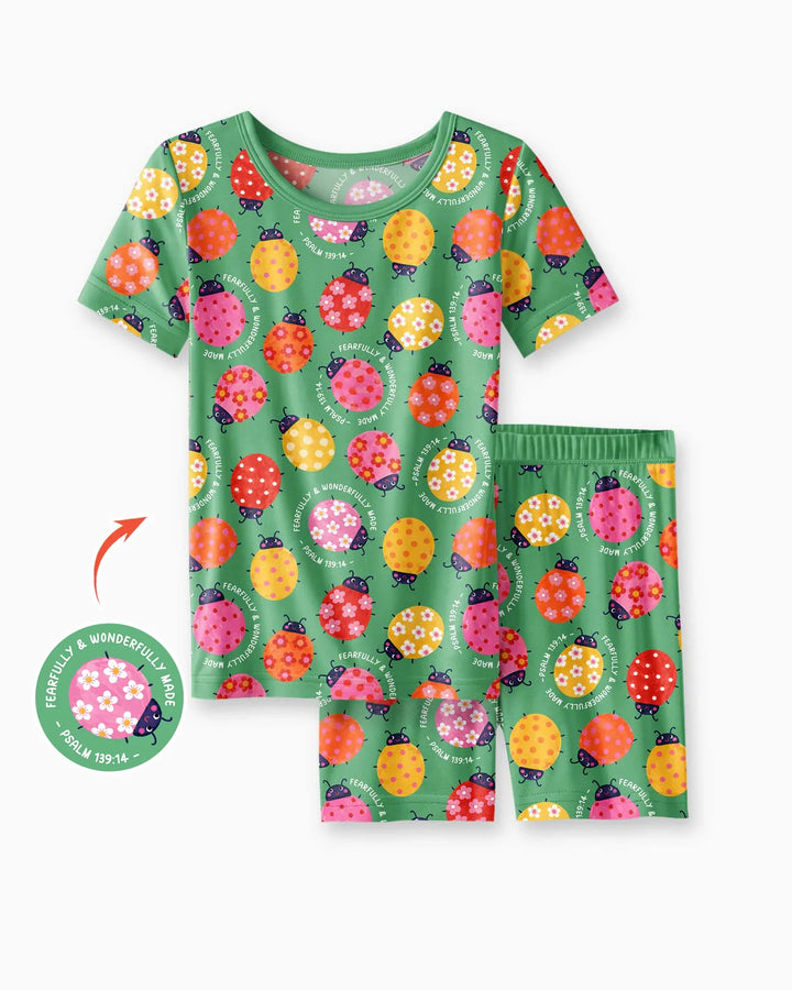 Conjunto de Pijama de Dos Piezas de Bambú con Mangas Cortas y Pantalones Cortos