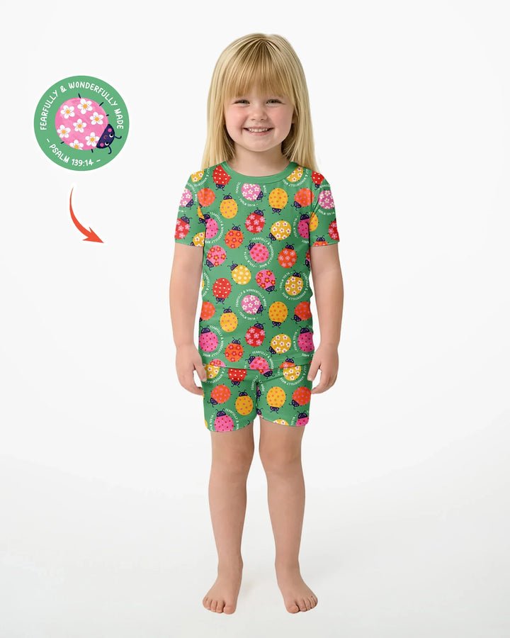 Conjunto de Pijama de Dos Piezas de Bambú con Mangas Cortas y Pantalones Cortos