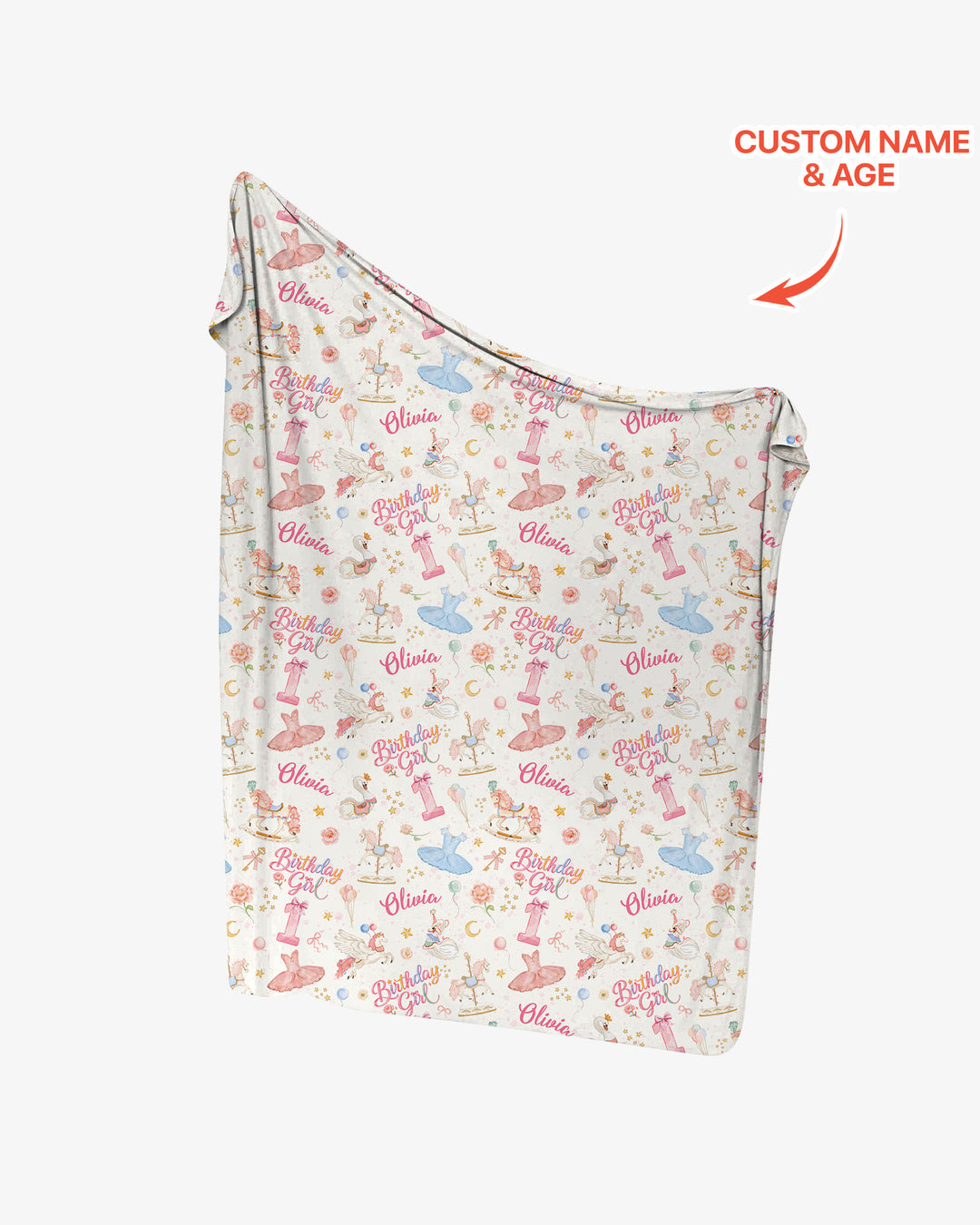 Ballerina Birthday Girl Custom Name & Age swaddle blanket